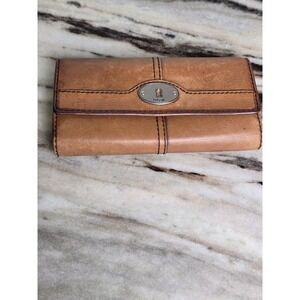 Fossil Maddox Marlow Leather Wallet Flap Chestnut Brown Vintage Minimalist